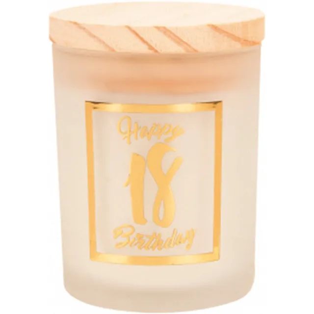 Snoepkado.com Geurkaars - White/gold - Happy Birthday - 18 jaar - In cadeauverpakking wit goudkleurig