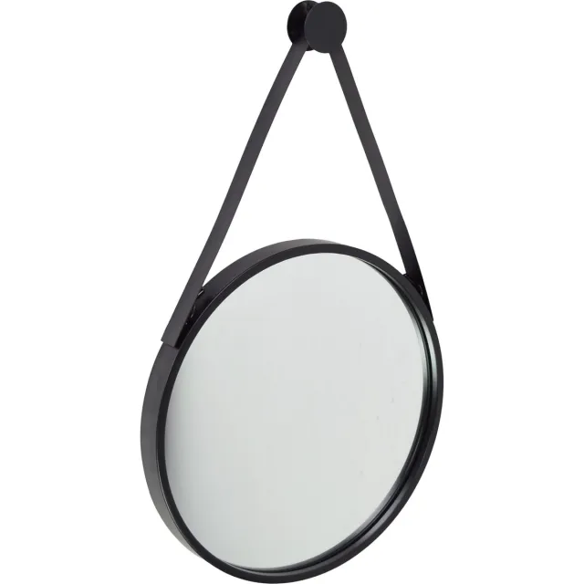 Fragix Triangle wandspiegel rond - Zwart - Metaal - Ø45cm - Industrieel