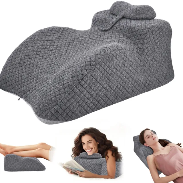 M Goods M-Goods – Ergonomisch Wigkussen Bed – Traagschuim Rugkussen voor Slapen & Lezen – Refluxkussen met Neksteun – Knie- & Beenverhoging – Grijs