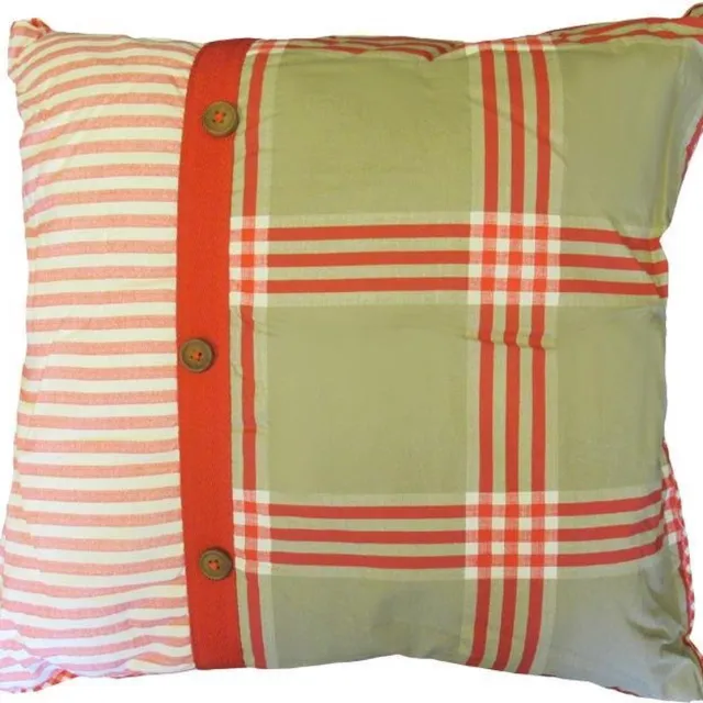 Marieke at Home Natural Check - Sierkussen - 45x45 cm - Red rood