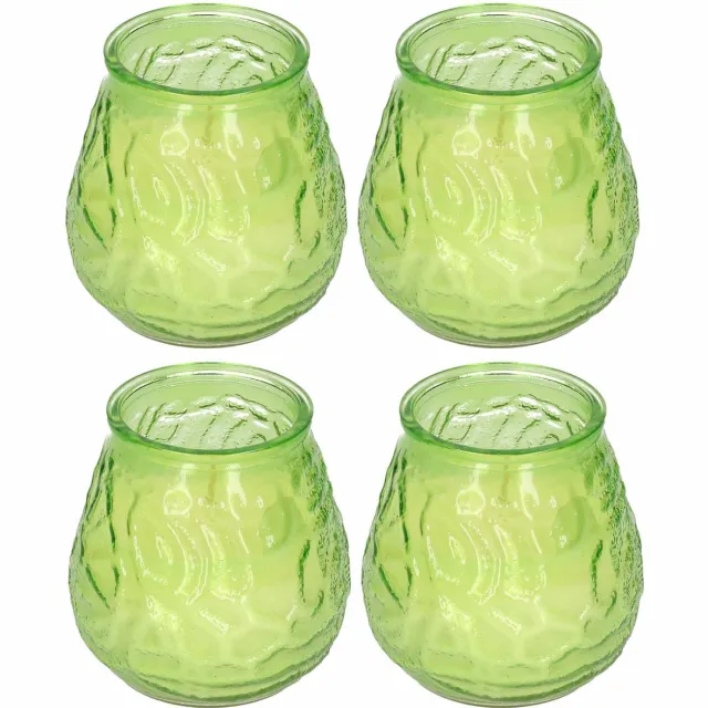 Pro Garden H&S Collection windlicht - 4x - groen - glas - citrus geur - 48 branduren - geurkaars