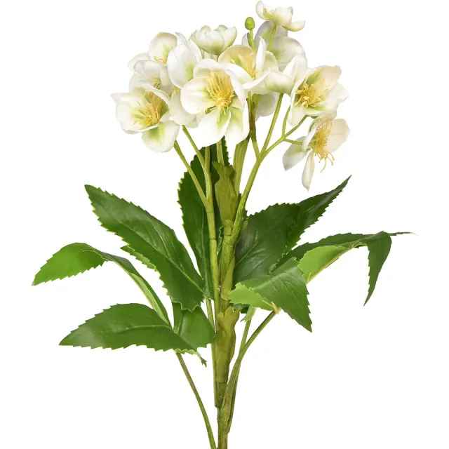 Viana Kerstrozen witte kunstbloemen als boeket van 18 bloemen 60cm