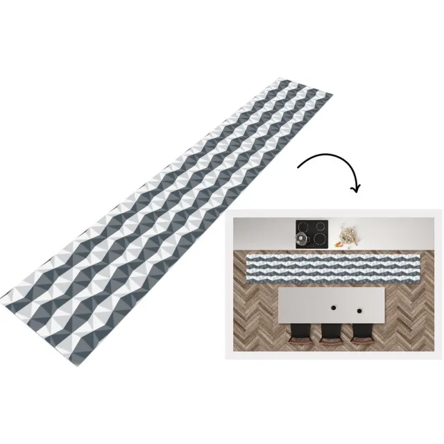 KitchenYeah Keukenloper - Keukenmat - Zebra - Geometrie - Patronen - 360x60 cm - Keuken vloerkleed Multicolor