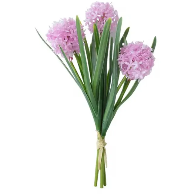 Globalgiftshop Steelbloem - kunstbloem bosje roze lente uitjes 3 bollen