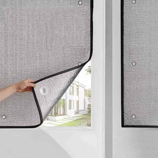 Zyronn 2 Stuks 60*100cm Reflecterende Aluminium Zon- en Isolatiefolie voor Ramen, Privacyscherm met UV- en Warmtebescherming, Eenvoudig te Bevestigen met Zuignappen, Geschikt voor Huis, Kantoor en Garage（Zwarte rand） zwart - 2stuks