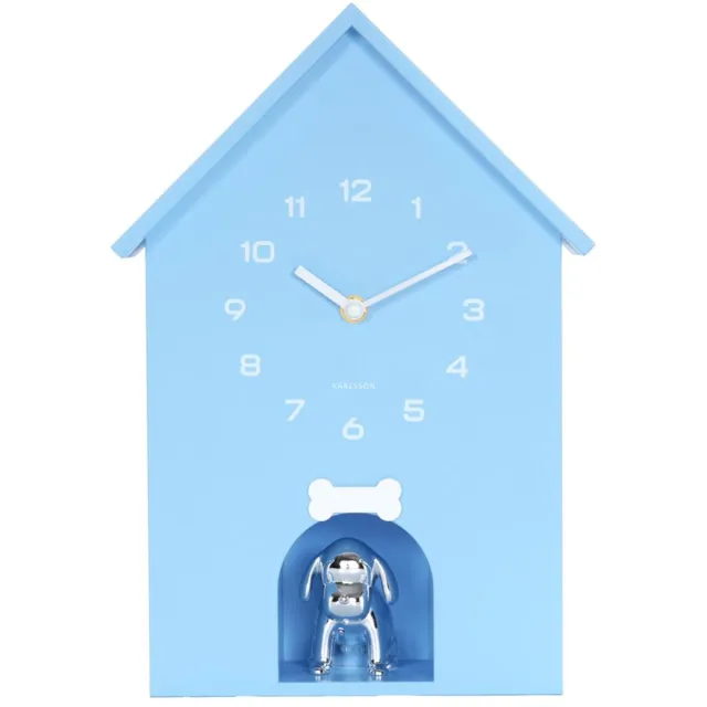 Karlsson Wandklok Dog House - Blauw - 24.9x9x27cm - Wandklok Modern