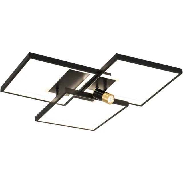 Haobosic Vierkante Acryl LED - Plafondlamp - Zwart - 56.5 cm - Dimbaar Black