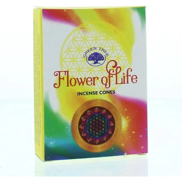 Green Tree Kegelwierook Flower Of Life - 10St bruin