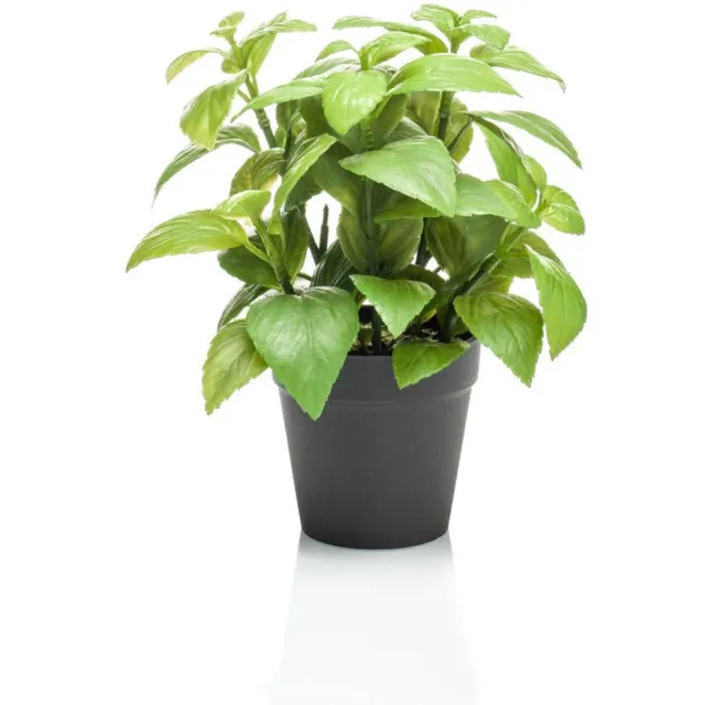 Emerald Basil in black pot 23 cm kunstplant Emerald groen