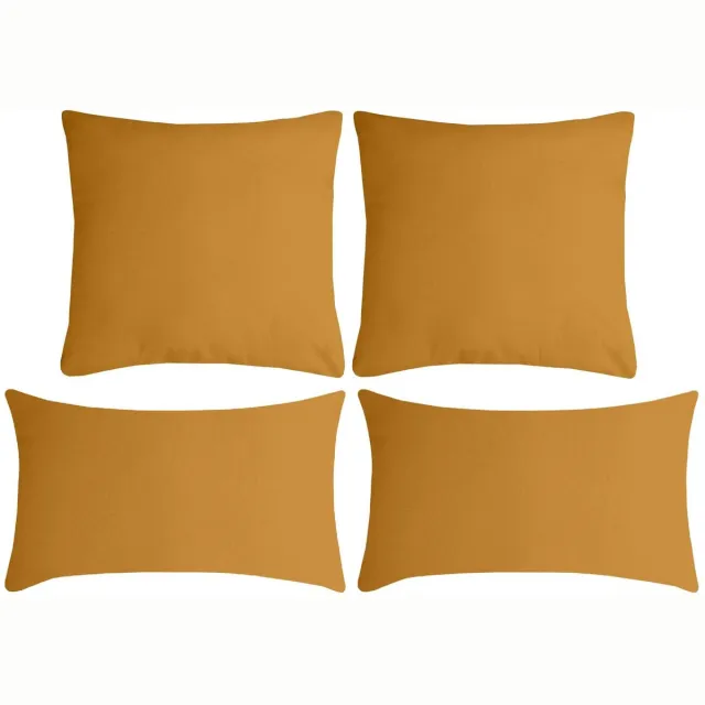 Stof Textile sierkussen Nelson - set 4x - okergeel - 2 formaten - bank kussens - polyester