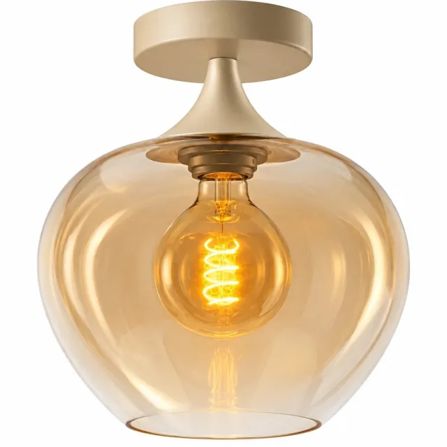 Freelight Plafondlamp Fresu Crème Amber Glas Ø 24 cm Crème & Amber