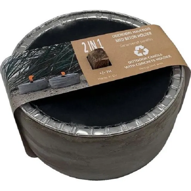H&S Decoration Buitenkaars - met betonhouder - tuinkaarsen - tuinverlichting - tuinkaars buiten - met 1 navulling Grijs met zwart