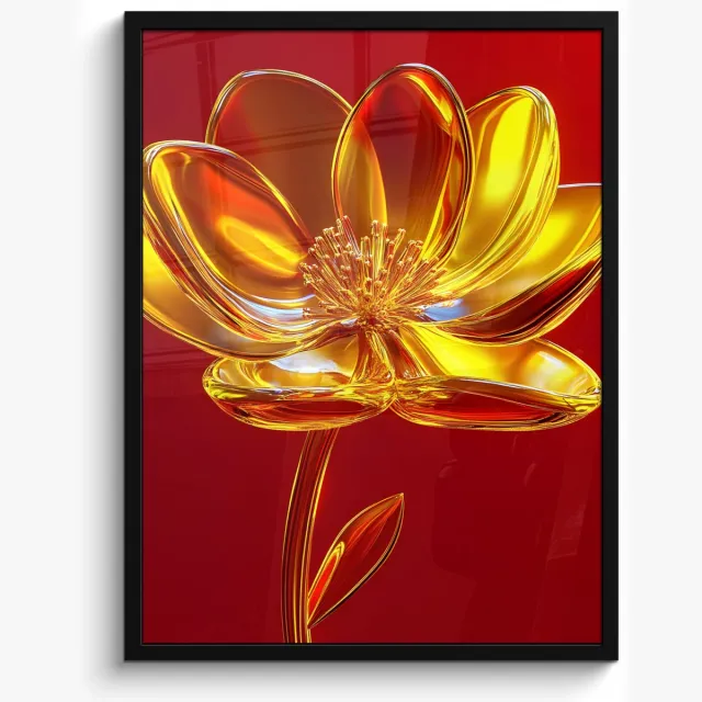 FrameYourWall Poster in lijst - Fotolijst 50x70 cm - Posters - Bloem - Goud - Glazen - Posterlijst zwart - Decoratie - Wanddecoratie woonkamer - Muurdecoratie slaapkamer Glazen - Bloem