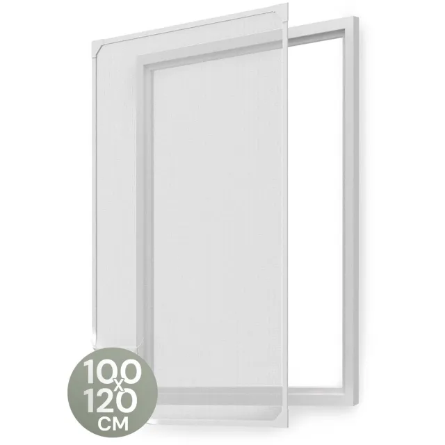 O'DADDY Magnetische Raamhor - 100x120 cm - Aanpasbaar Vliegengaas - Met Witte Rand en Zwart Gaas - Horrengaas - Veelzijdig en Gemakkelijk te Monteren