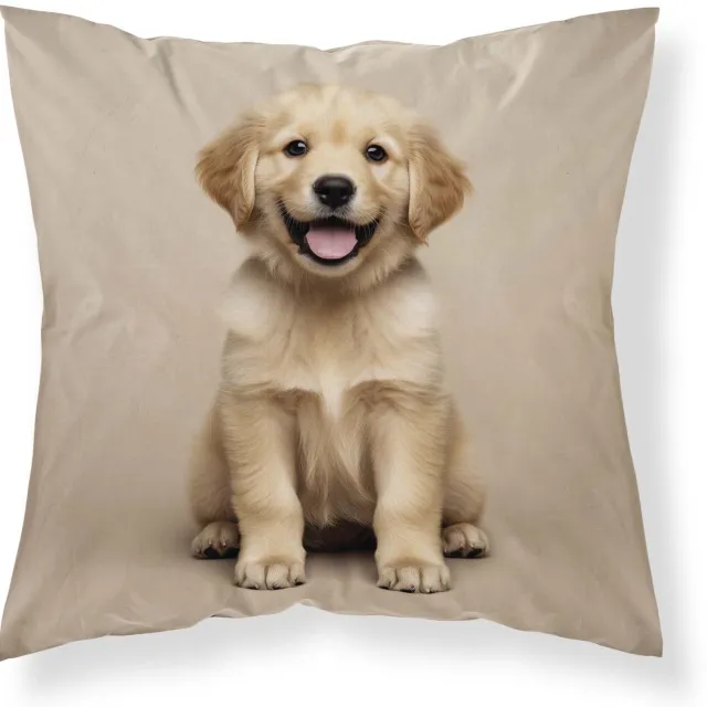 HUISDIER N HUISDIER Golden Retriever Puppy Sierkussen 40x40cm incl vulling Hond kussen Beige