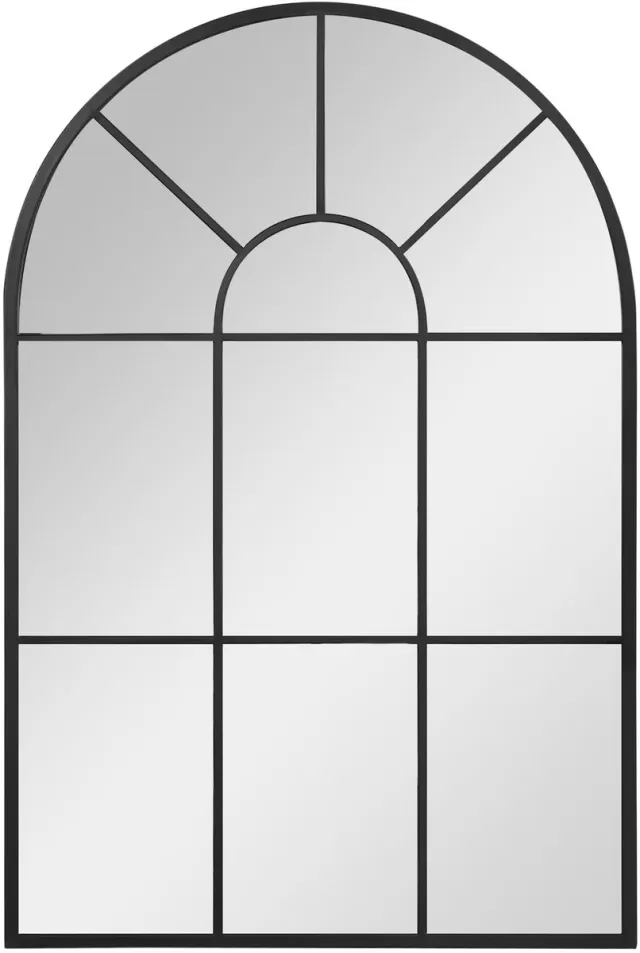 Atlasyx wandspiegel - Spiegel - Muurspiegel - Hal - Gang - Grote - Boogvorm - 3 mm Glas - Modern Design - 60 x 91 cm - Zwart