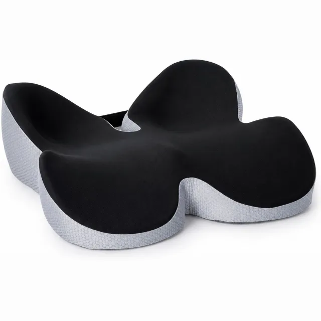 Gloovon Ergonomisch Zitkussen - Orthopedisch Zitkussen & Zitring - Stuitkussen - Stuitje - Geschikt voor bureaustoel, auto en sofa - Traagschuim - Zwart