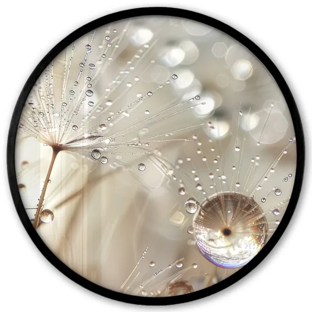 FrameYourWall Poster in lijst Rond - Fotolijst 40x40 cm - Posters - Natuur - Bloemen - Druppels - Regen - Ronde posterlijst zwart - Decoratie - Wanddecoratie woonkamer - Muurdecoratie slaapkamer