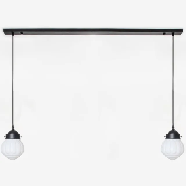 Coloured by Art 2 x Wassail lampen aan plafondbalk Moonlight - Art Deco Trade Zwart