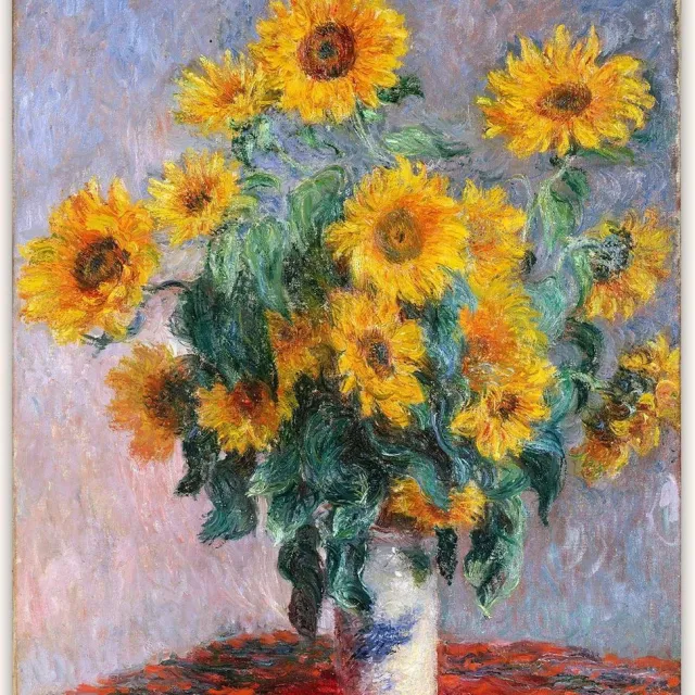 Grootmeesters ® Handgeschilderd schilderij Olieverf op Canvas - Claude Monet 'Zonnebloemen' geel