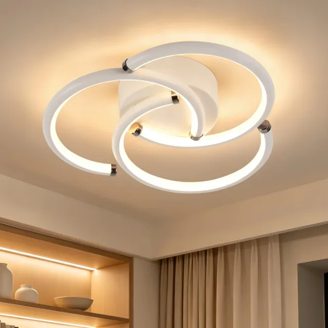 NETTLIFE LED Plafondlamp 24W - 3000K Warm Wit | Ringen Design in Wit Metaal | Moderne Deckenleuchte voor Woonkamer Slaapkamer & Keuken | Incl. LED - Zonder Flicker
