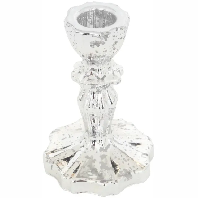 Feeric lights & Christmas Kerstkaarsenhouder van verzilverd glas, hoogte 11 cm Argent