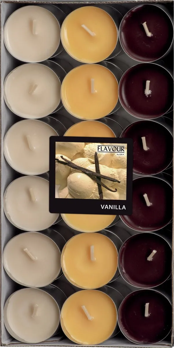 Conpax Candles Conpax Geur theelichtjes/waxinelichtjes - Mega pack - 36x - Vanilla aroma - 4,5 branduren Creme