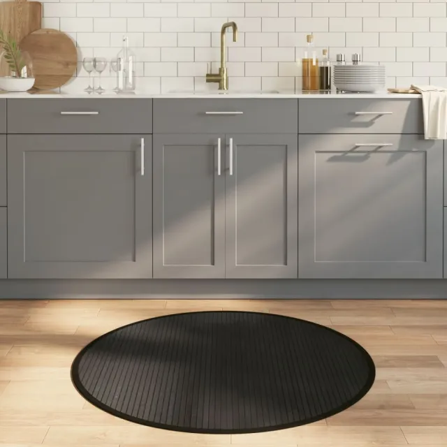 vidaXL Vloerkleed rond 100 cm bamboe zwart, foto 2