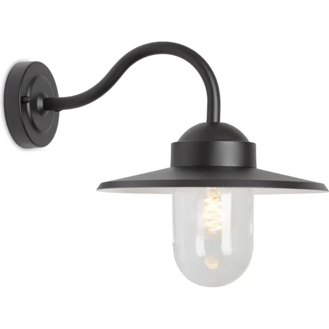 KS Verlichting wandlamp - Dolce retro - Buitenlamp - E27 - Industrieel - Glas - Aluminium - Zwart Mat Zwart