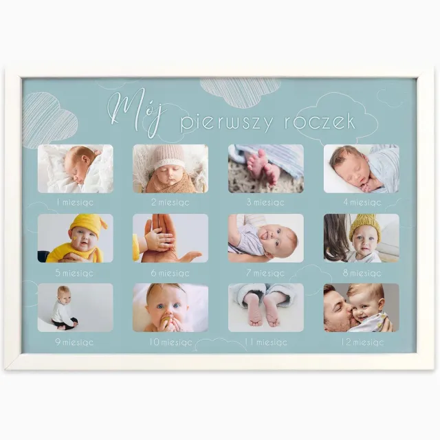 Luca Multifoto lijst "Mijn Eerste Jaartje" Wit Hout 21x30 cm