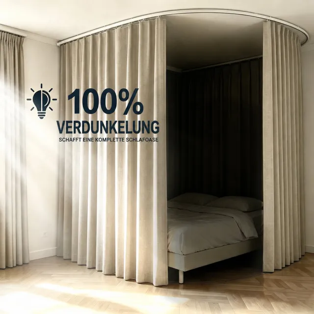 LAPAMAX Verduisterend kamerverdeler gordijn met buigbare plafondrail – scheidingsgordijn en privacy gordijn met linnenlook - voor slaapkamer, kantoor en studio - Khaki - 254 x 214 cm - 1 paneel