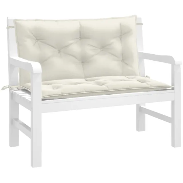 vidaXL Tuinbankkussens 2 st 100x50x7 cm stof gemêleerd crèmekleurig