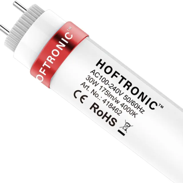HOFTRONIC LED TL armatuur 150cm - T8 fitting - flikkervrij - 4000K Neutraal wit licht - 30W 10500lm (175lm/W) Vervangt 130 Watt - 5 jaar garantie Transparant