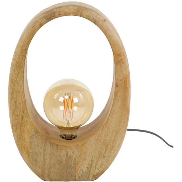 Nest of Nora Tafellamp Celia - Boogdesign van hout - 30x13cm - Massief mango Lichtbruin