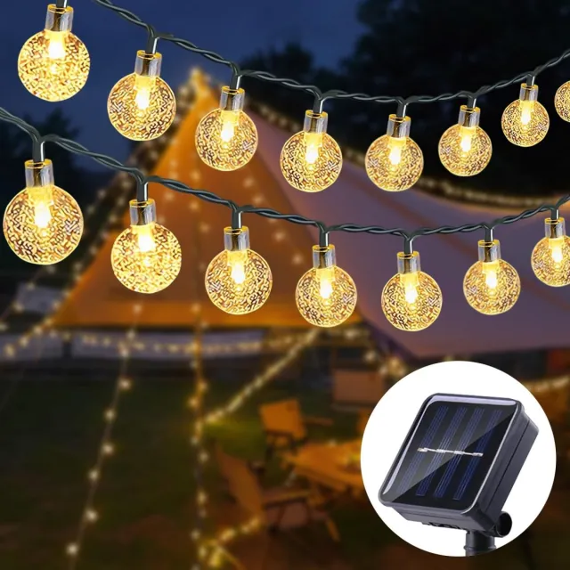 longziming Solar Lichtslinger Buiten 6,5m - 30 LED Buitenverlichting - 8 Lichtstanden - Waterbestendige Decoratieve Verlichting voor Tuin en Balkon - Warm Wit - 1 Stuk