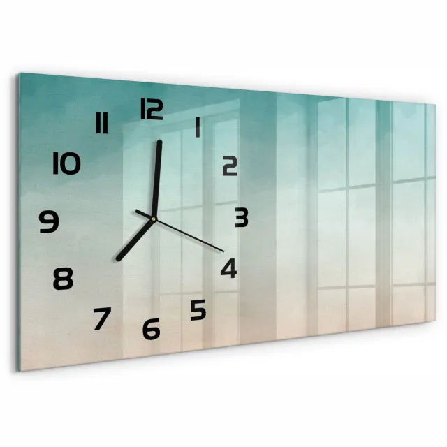 TULUP Wandklok - Abstracte achtergrond Glazen Klok Met Print - 60x30 cm - Veelkleurig Wandklok Glas Met Motief - Zwarte handen - Rechthoekige Klok - Wandklok Glas Decoratie - Gekleurde Glazen Klok