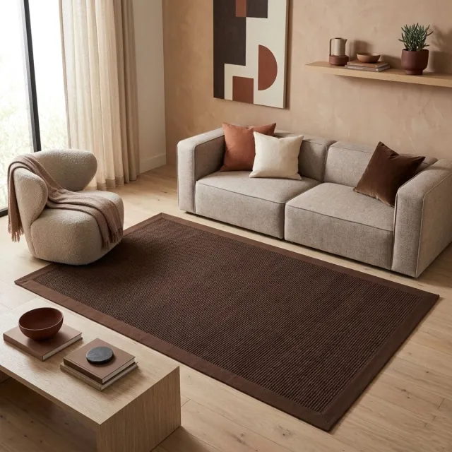 Floordirekt Premium-Sisal-Tapijt - Vloerkleed - Amazonas - Donkerbruin - Met rand - 160 x 230 cm