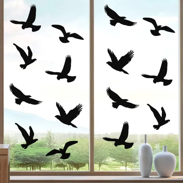VHV Raamstickers - Vogelwerende raamstickers - Anti botsing raamfolie - Statische raamdecoratie voor ramen serre en glasdeur zwart
