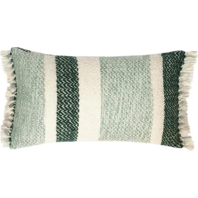 Malagoon Berber grainy green cushion Groen,Wit