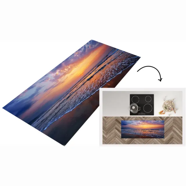 KitchenYeah Keukenloper - Loper keuken - Strand - Zon - Lucht - Keukenloper vinyl Multicolor