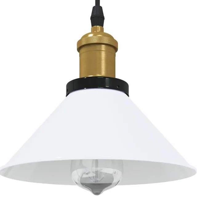 vidaXL Hanglamp in hoogte verstelbaar E27 Ø22 cm metaal glanzend wit