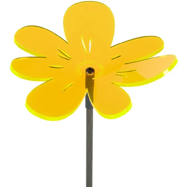 Cazador del Sol zonnevanger - tuin decoratie voor buiten - Nea - Wavy - Ø150mm x 120cm - Tuinbeeld - Geel Set 1