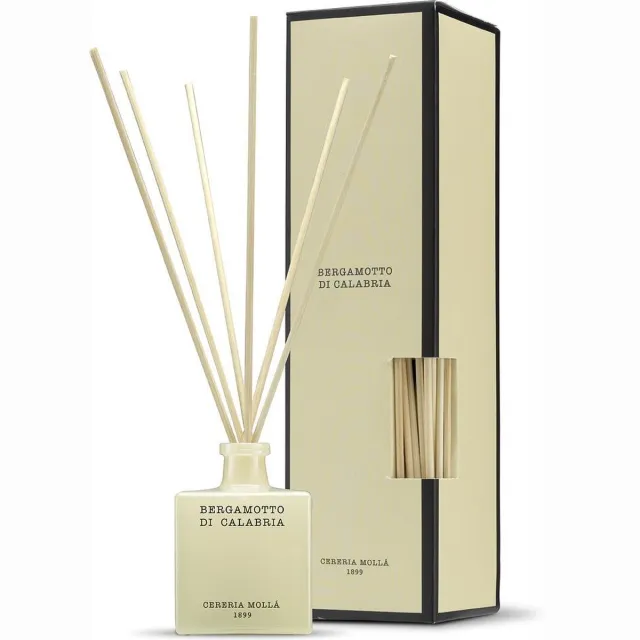 Cereria Mollà 1899 Mikado Geurstokjes 100ml Bergamotto di Calabria Ideaal cadeau Aroma verdamper Lente Zomergeur cadeau transparant/ Bergamotto di Calabria