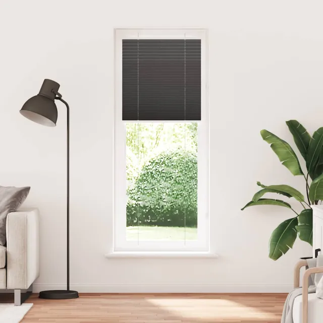 vidaXL Plissé rolgordijn 75x200 cm stofbreedte 74,4 cm polyester zwart