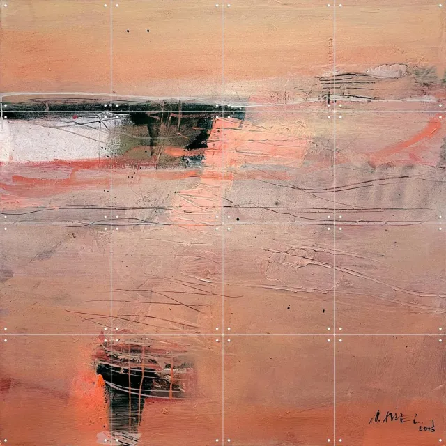 IXXI Magic Dizziness, SüessART - 80 x 80 cm - Grote wanddecoratie en posters - Olieverf, Kwaststreken, Modern, Abstract, Woonkamer, Gang, Trap Warme kleuren / Lichte tinten / Kleur / Oranje