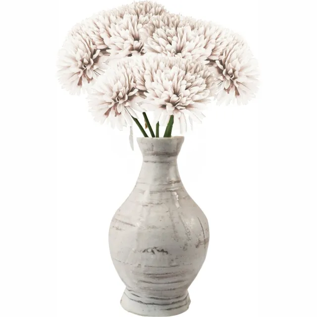 CHAKS Kunstbloemen boeket dahlia - 3x - wit - 26 cm - bloemstuk - onderhoudsvrij