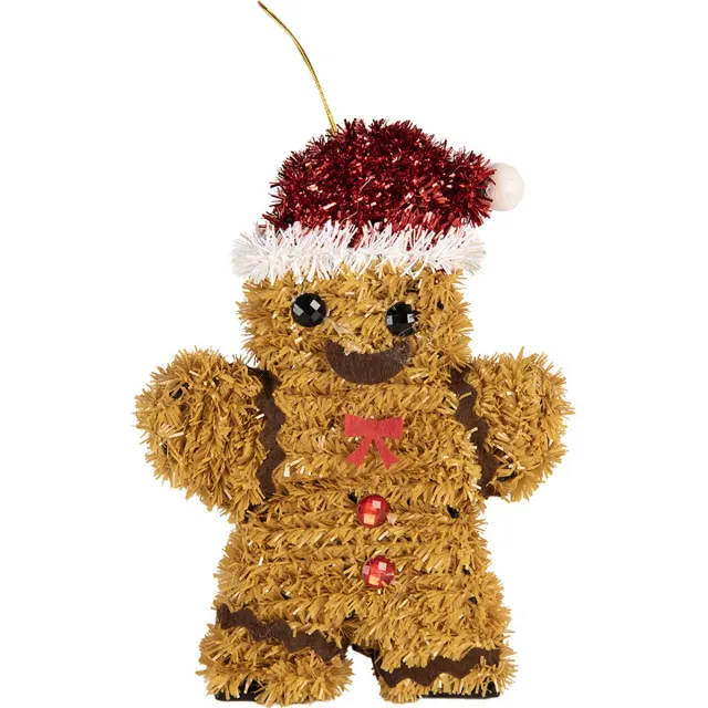 Clayre & Eef Kersthanger Gingerbread man 12x3x16 cm Bruin Kunststof