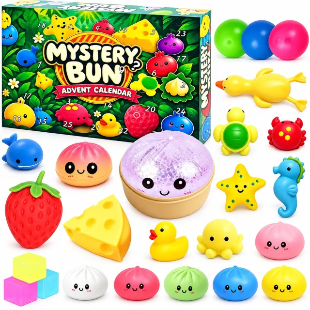 Bobypet Adventskalender - Squishy Kerst Adventskalender 2026 - 24 Dagen Aftelkalender met Mini Figuurtjes - Dumpling Baozi Stressverlichting - Kerstdecoratie voor Volwassenen Meerkleurig