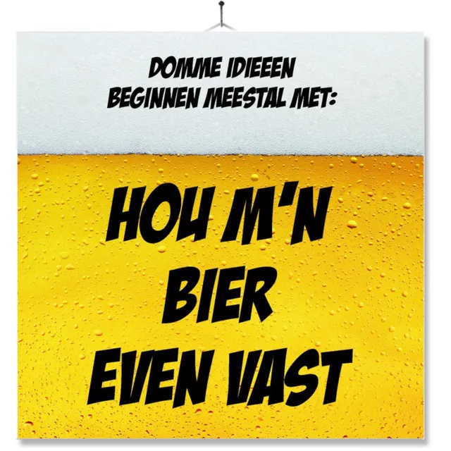 MC Living Tegel Met Opdruk | Grappig | Humor | Verjaardag kado | Hou mn bier even vast Multi-Color