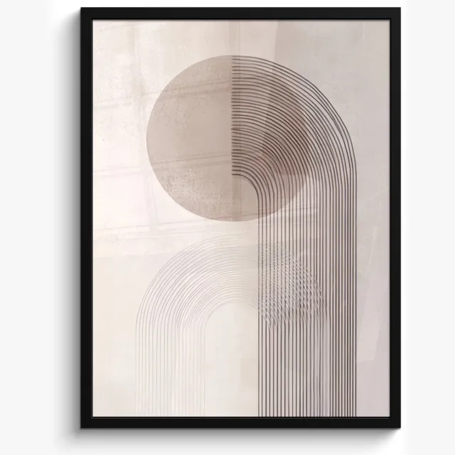 FrameYourWall Poster in lijst - Fotolijst 50x70 cm - Posters - Minimalistisch - Cirkel - Lichtgrijs - Posterlijst zwart - Decoratie - Wanddecoratie woonkamer - Muurdecoratie slaapkamer Minimalistisch - Cirkel - Lijnen